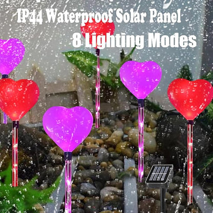 6 Packs Outdoor Pathway Lights-Solar Powered Heart Garden Path Stake for Valentines Day Decor Waterproof Red Pink Hearts Shaped Lighting for Porch Walkway Romantic Wedding Party Yard Lawn Decorations