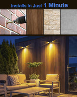 Fence Lights Solar Powered Outdoor Waterproof 3 Sided Wall LED Landscaping 12 Pack for Yard, Deck, Patio, Rail | Lumora