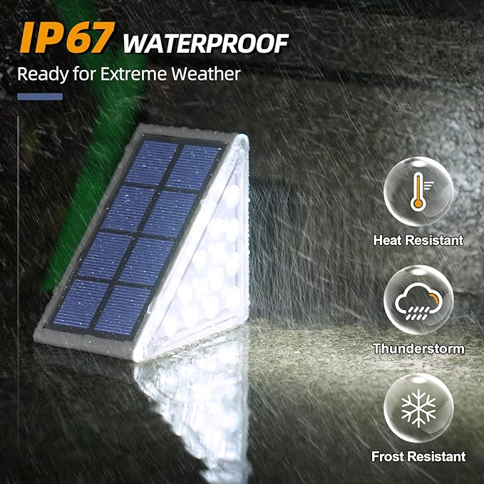 NIORSUN Solar Step Lights,12 Pack Cool White Solar Stair Lights Outdoor Waterproof IP67 Auto On Off,Solar Lights | Lumora