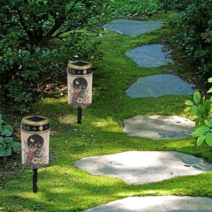 Butterfly Floral Cemetery Solar Lights Waterproof and Dustproof Outdoor Solar Lanterns Exquisite Solar Lights Garden for Garden Courtyard Patio Lawn Outdoor Decoration