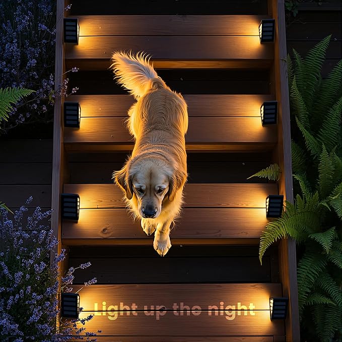 LED Solar Step Lights Outdoor, IP67 Waterproof, Auto On/Off, Solar Decoration Lights Perfect Fit for Stair Corners - Decor & Safety Lighting for Deck, Yard, Patio, Porch (16 Pack)