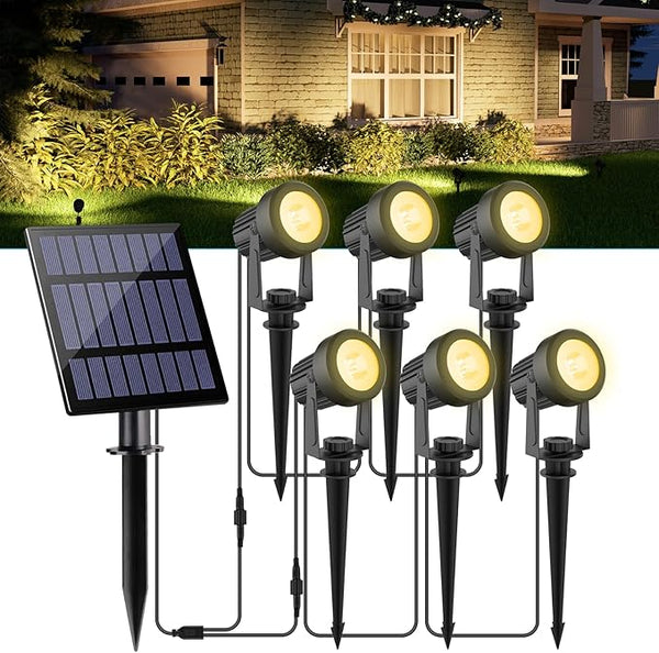 Solar Spot Lights Outdoor, Dusk to Dawn Landscape Spotlights IP65 Waterproof 9.8ft Cable,Solar Uplights for Tree | Lumora