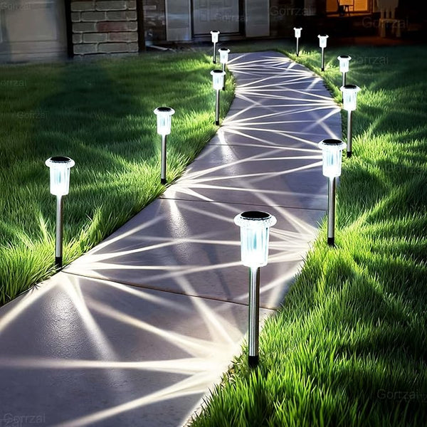 Solar Pathway Lights 10 Pack Christmas Solar Lights Outdoor Waterproof 6000K Cold White Yard Lighting, LED | Lumora