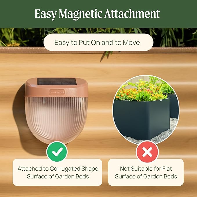 Vego garden Rippled Solar Garden Lights with Auto Sensors Magnetize Securely to Raised Beds, IPX4 Waterproof Outdoor LED Light for Patio & Yard Terra Cotta, 8 Pack