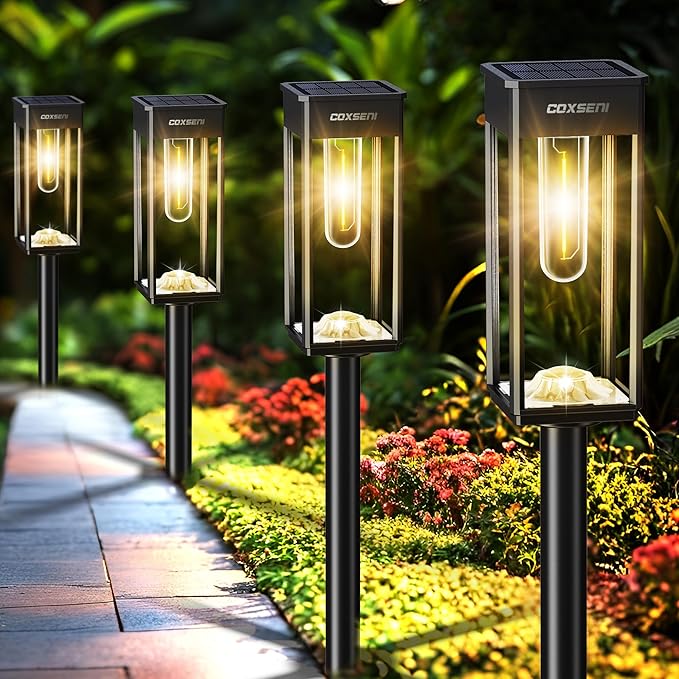 3 Color in 1 Solar Pathway Lights Outdoor 8Pack + Modern Solar Pathway Lights Warm White 8Pack