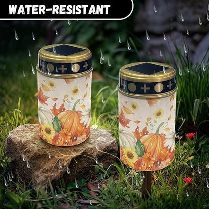 Autumn Fall Pumpkin Outdoor Solar Lights,4 Pieces Solar Stake Lights Waterproof Solar Garden Lights Landscape Lighting Solar Pathway Lights Solar