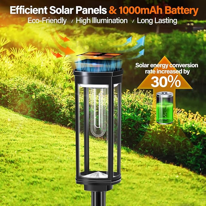 Retro Solar Pathway Lights Outdoor 8 Pack + Modern Solar Path Lights 4 Pack