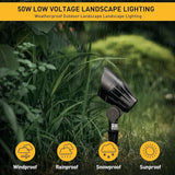 Malibu Landscape Lighting Outdoor 50W Spotlight Waterproof Halogen Floodlight Low Voltage Lights 380Lumen Warm | Lumora