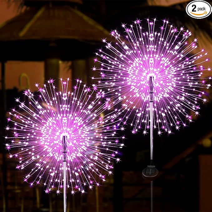 JJGoo Solar Firework Lights, 2 Pack 120 LEDs 2 Lighting Modes Solar Garden Lights Outdoor Waterproof for Yard Patio | Lumora