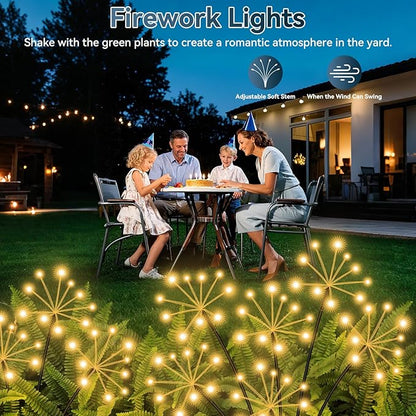 Solar Garden Lights 4 Pack Waterproof Swaying Starburst Light Solar Outdoor Lights for Yard Patio Walkway Pathway Party Wedding Decoration, Unique Gifts for Women, Warm White