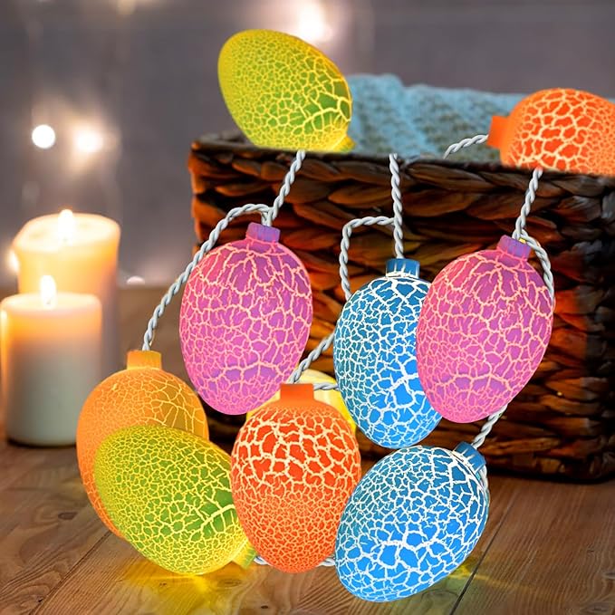 Egg Easter Lights Decorations, 10 Lights 8.5FT Multi Color Lights White Wire Pastel String Lights for Easter | Lumora