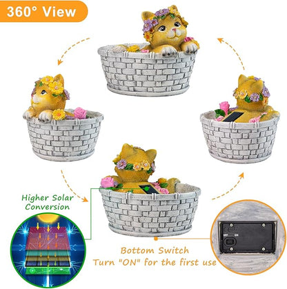 HOMEIMPRO Cat Solar Lights Garden Outdoor Gifts for Mom, Garden Decor for Outside, Cat Solar Statue Lights, 8LED Kitten Yard Decorations, Mothers Day Birthday Gifts Women Wife