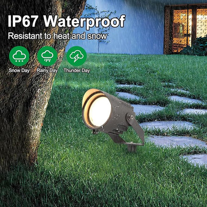 Led Landscape Outdoor Spot Light with Anti-glare Cap - Heavy Duty Waterproof IP67 120V Accent Light 270⁰ Adjustable Mount, 3000K Thickened Aluminum Spotlight for Bldg Yard Garden Tree (48 Watts)