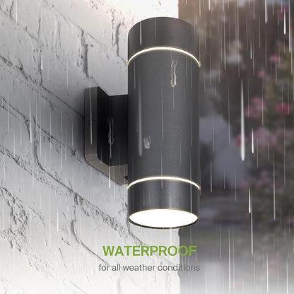 ASD 2 Light Smart RGBW LED Indoor & Outdoor Wall Light Fixture | 30W 900LM 2700K-6500K 120V Cylinder Up Down Lights | Waterproof Exterior Wall Sconce | Front Door, Porch, Patio | Black, ETL