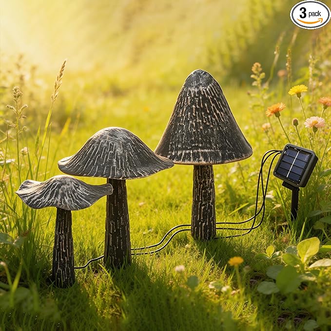 Solar Lights Outdoor Decor, Solar Metal Mushroom Yard Decorations Outdoor, IP65 Waterproof Garden Decor, Gifts for Women Mom, for Yard Patio Lawn Pathway Landscape
