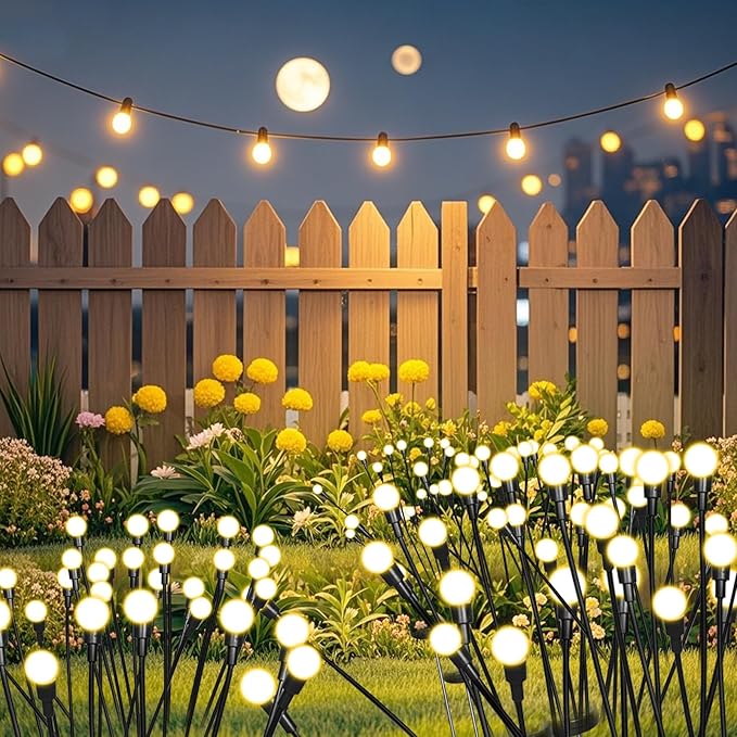 2 Packs Firefly Lights Solar Outdoor, 16 LED Warm Solar Walkway Lights Outdoor, Waterproof Garden Decor with 2 | Lumora