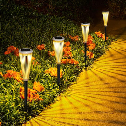 Hollow Solar Garden Lights Outdoor Landscape Courtyard Atmosphere Decorative Ground-Mounted Lawn Lights Solar Pathway Lights 6 Pack