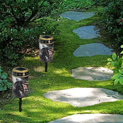 American Flag Horse Print Solar Garden Stake Lights,Solar Cemetery for Grave Outdoor Lights, Sympathy Memorial Gifts for Grandmother, for Garden Yard Lawn Patio Decor