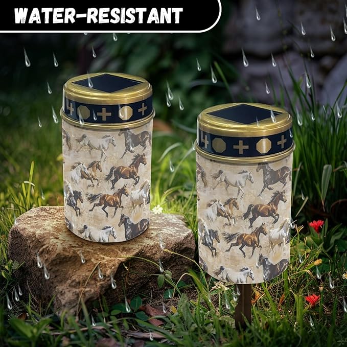 Desert Horse Solar Powered LED Outdoor Garden Decor Lights for Yard Patio Solar Pathway Lights Landscape Lighting for Driveway Walkway Lights Outdoor Table Lamp,Warm White Lights