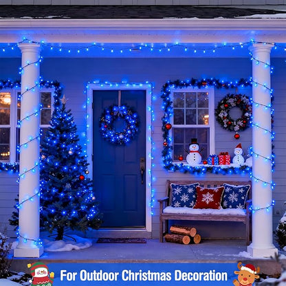 JMEXSUSS Blue 400 LED Christmas Lights Outdoor, 132ft Christmas Tree Lights with Remote, Indoor Blue String Lights Plug in for House Christmas Bush Decorations