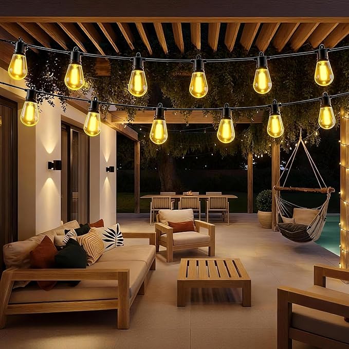 25FT Outdoor String Lights IP65 Waterproof Patio Lights with 8 + 1 Shatterproof LED Bulbs Commercial Grade LED | Lumora