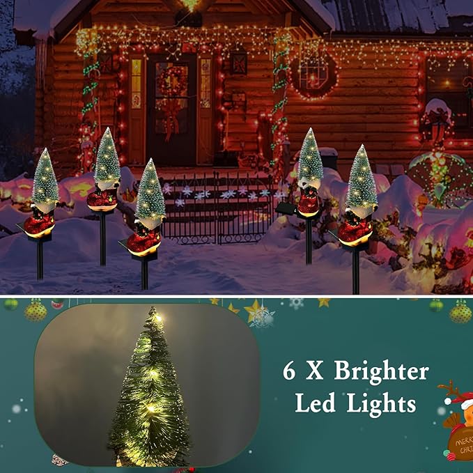 Solar Christmas Stocking Tree Lights Decorations Outdoor Waterproof, 6 LED Christmas Solar Pathway Lights Outdoor | Lumora