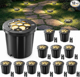 HIBOITEC 12 Pack Low Voltage Landscape Lighting 12-24V 12W LED Outdoor In-Ground IP67 Waterproof Well Lights 3000K | Lumora