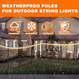 2 Pack 10Ft String Light Poles, Metal Poles with Fork for Outside Lights,Outdoor Metal Light Stand with Fence | Lumora