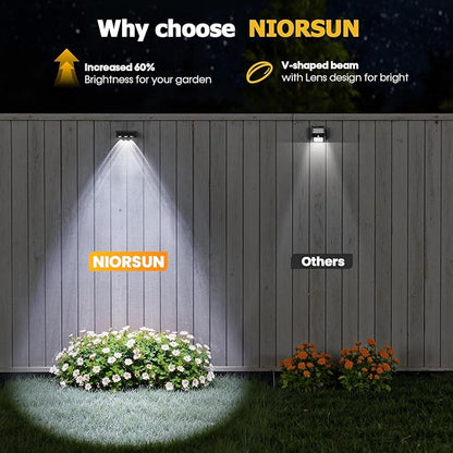 NIORSUN Solar Fence Lights,16 Pack Solars Deck Light,RGB Color,Outdoor Bulb Waterproof Led IP65,Outdoor Fence Light,Power Patio Lamp with Lenses for Outside/Backyard/Railing/Yard(Black)
