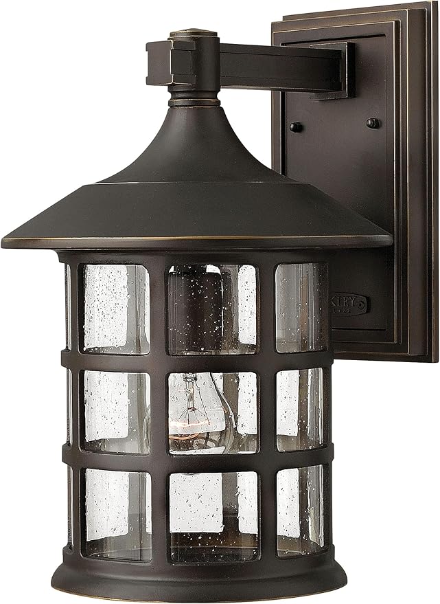 Hinkley Freeport 10" Wall Mount Outdoor Lantern - Aluminum, New England Design, Clear Seedy Glass - Oil Rubbed Bronze Finish