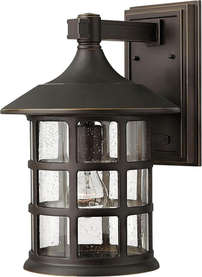 Hinkley Freeport 10" Wall Mount Outdoor Lantern - Aluminum, New England Design, Clear Seedy Glass - Oil Rubbed Bronze Finish