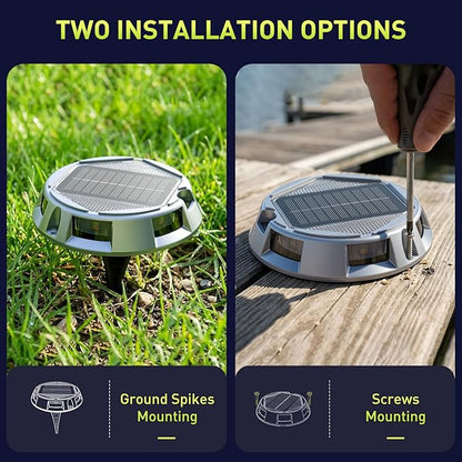 AGPTEK 5 in 1 Solar Driveway Lights Outdoor with Ground Spikes, IP67 Waterproof Solar Lights with 5 Modes (Blue/White/Warm/Mixed/Flashing) for Deck, Stairs, Pathway, Garden, Patio(Hexagon, 12 Pack)