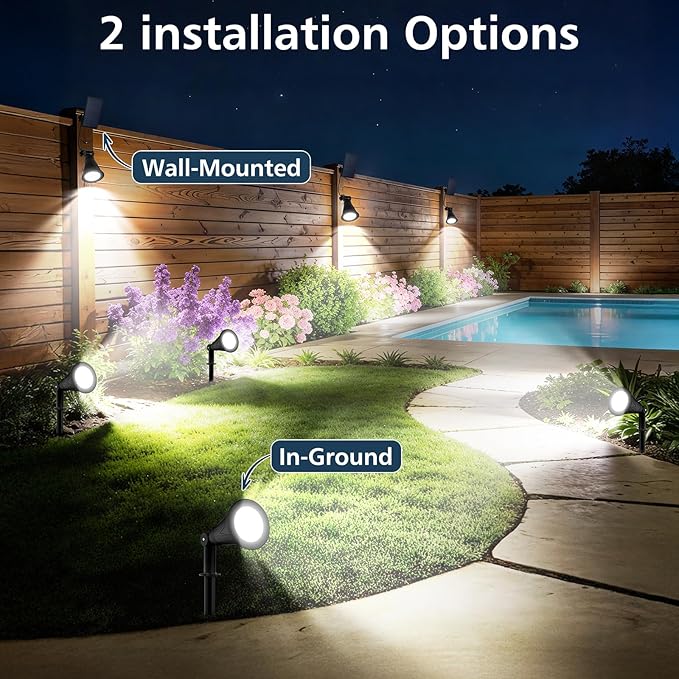 T-SUNUS Christmas Solar Powered LED Spot Light White 6000K, Separated Panel with 9.8ft Cable IP65 Waterproof | Lumora