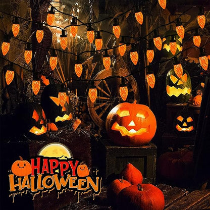 C9 Christmas Lights Outdoor, 25Ft C9 Christmas Lights 25 LED Orange Bulb Shatterproof Strawberry String Light, Plug in Halloween String Light for Indoor Outdoor Home Porch Fall Thanksgiving Xmas Decor