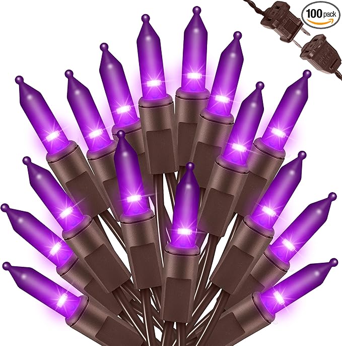 LAMPHOME Halloween String Light,100 Count Incandescent Mini String Light in 19.6ft,Indoor/Outdoor 120V UL Certified Mini Light for Halloween,Patio Lawn,Home,Garden,Party (Purple)
