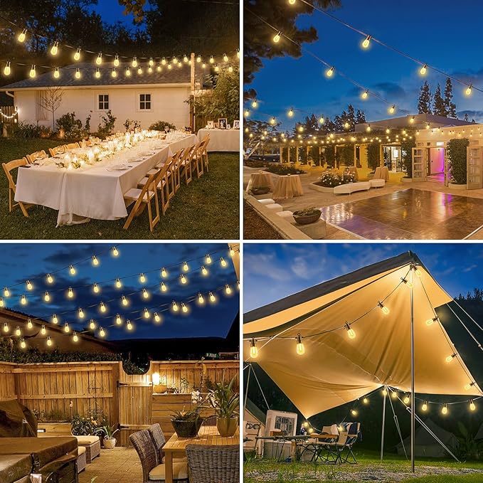 150FT Dimmable Outdoor Patio Lights - Remote Control LED String Lights with 43+2 IP65 Waterproof Shatterproof | Lumora