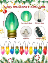 16Ft Jumbo LED Multicolor Valentine's Day String Lights Outdoor with 10 T13 LED Bulb, Clear Multicolor Hanging | Lumora