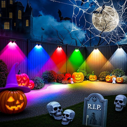 Solar Fence Lights Outdoor, Solar Wall Lights 9 Fixed Colors ＆ Color Changing Modern Solar Powered Deck Light for Halloween Step Stair Patio Backyard Porch Railing decor, IP65 Waterproof (16 Pack)