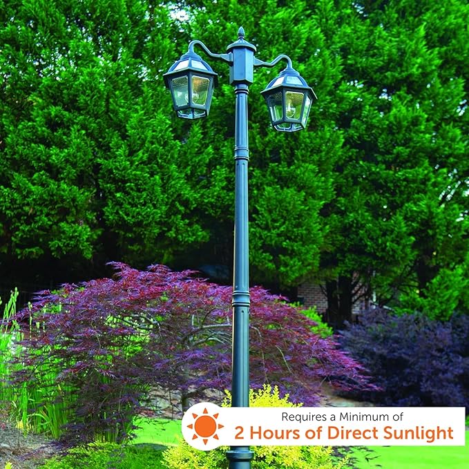Gama Sonic Polaris Double Head Lamp Post (177B50002), Black Finish - Outdoor Path Light | Lumora