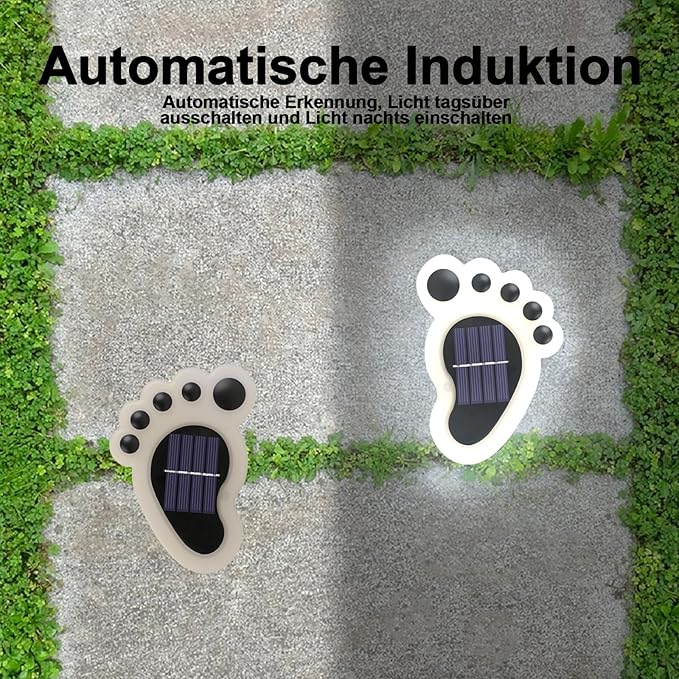 Led Footprint Solar Lights(Cold White), Waterproof Outdoor Gardent Lights, Lawn Landscape Path Lights