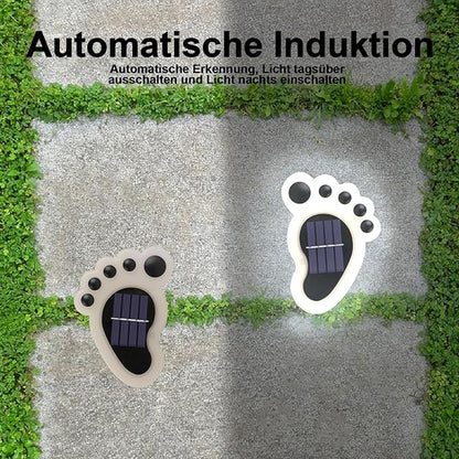 Led Footprint Solar Lights(Cold White), Waterproof Outdoor Gardent Lights, Lawn Landscape Path Lights