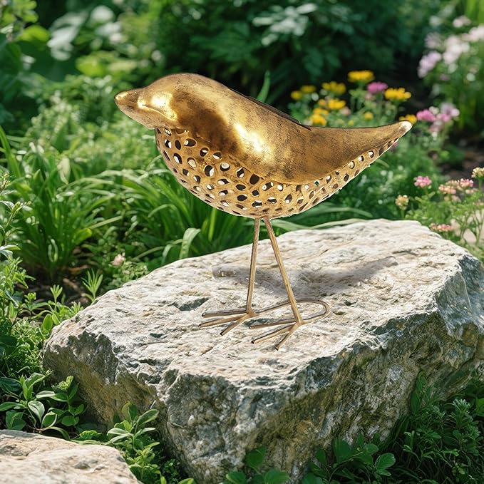 Solar Garden Statue Bird Light, Outdoor Metal Figurine Decoration for Garden Pathway Patio Yard Lawn Gifts