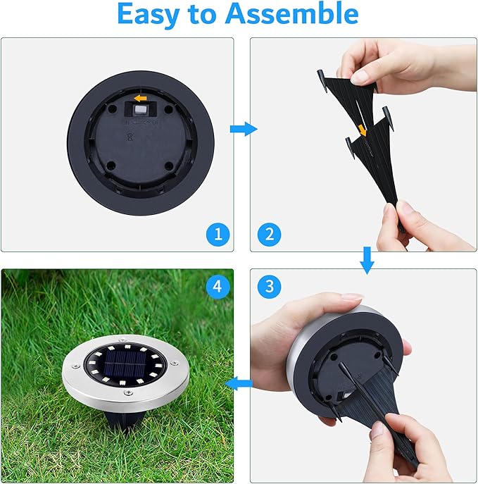 Biling Solar Ground Lights Outdoor 12 Packs, Bright 12 LEDs Solar Lights Outdoor Waterproof for Yard Walkway Garden | Lumora