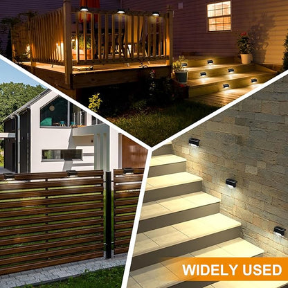 Geelin 32 Pcs Solar Deck Lights Outdoor, Waterproof LED Solar Step Fence Lights for Stairs, Step, Railing, Patio, Driveway, Garden, Pathway and Yard(Black Shell Cool White Light)