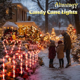 Solar Christmas Decorations Outdoor: 12 Pack Red Candy Cane Pathway Lights - 21" Waterproof LED 8 Blinking Models | Lumora