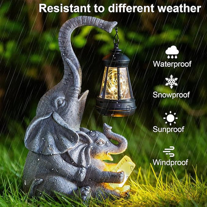 Solar Elephant Statue LED Lights Garden Decoration, Outdoor Statue Lights Patio Art Lawn Porch Deck Balcony Decoration - Birthday, Options for Mom, Lady Lover