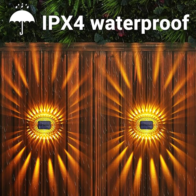 LYHOPE Solar Fence Lights Outdoor, IP65 Waterproof Solar Light for Outside, 6 Pack Deck Light for Backyard Railing | Lumora