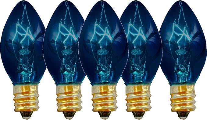 EST. LEE DISPLAY L D 1902 Outdoor Patio String Lights Bulbs & Green Hanging Cord Set Christmas Holiday Seasonal Light Bulbs & Cord Included 25FT C-9 E17 (Green Wire, Blue)