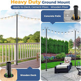 Heavy Duty Adjustable Light Pole for String Lights 1 Pack- 38mm Rust-Proof Metal Post with Deck & Fence Mount | Lumora