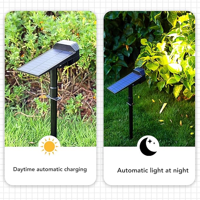Solar Pathway Light Stake Light, Bright IP67 Waterproof Warm Lighting, Dusk to Dawn Adjustable Angle Garden Light for Lawn, Energy Saving and Easy Installation